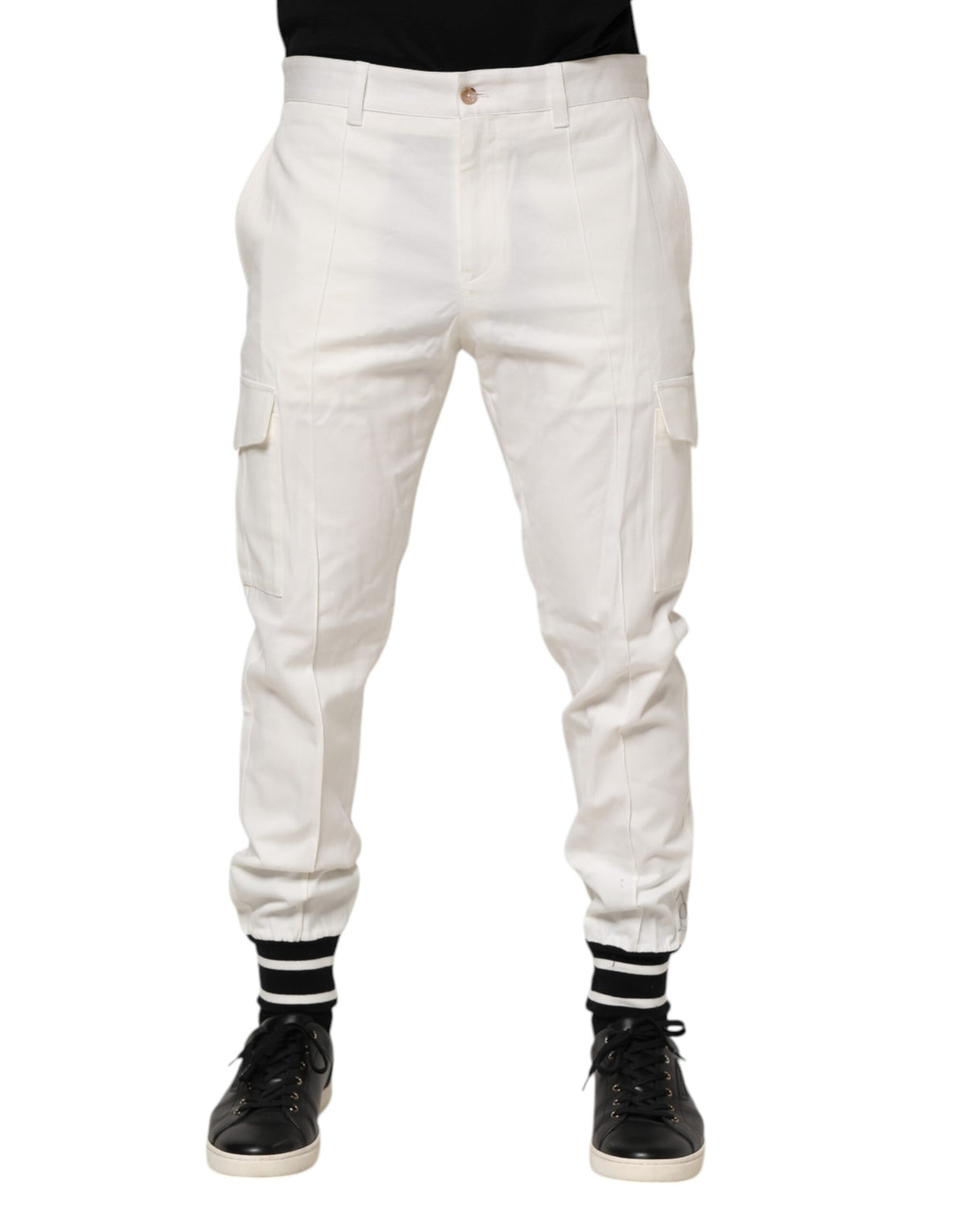 Dolce & Gabbana Weiße Baumwolle Jogger Cargo Skinny Männer Hosen