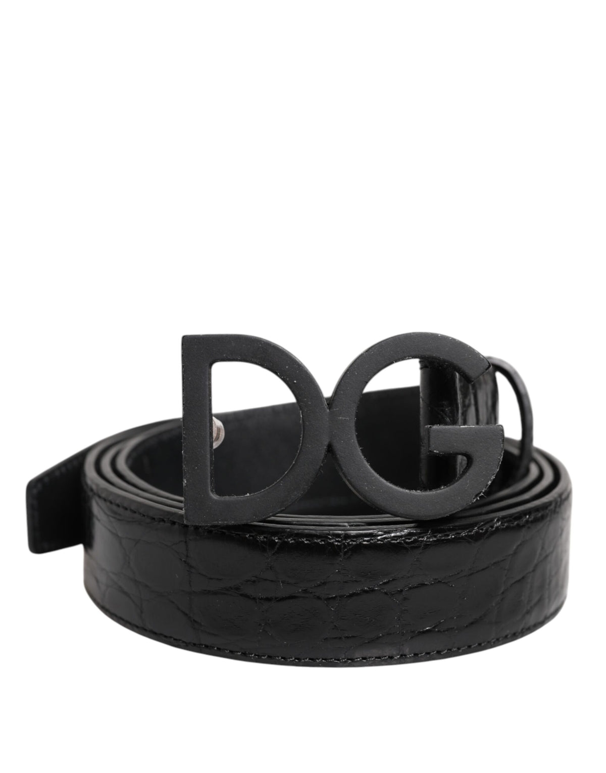 Dolce & Gabbana Schwarzes Leder Klassischer Metall DG Schnalle Gürtel