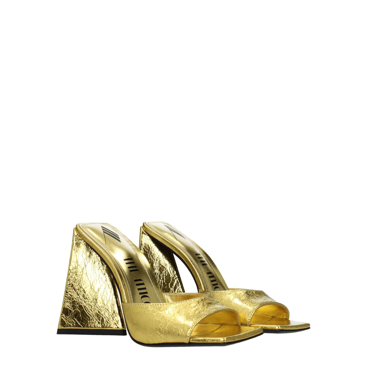 The Attico Goldene Ledersandalen mit Plateauabsatz