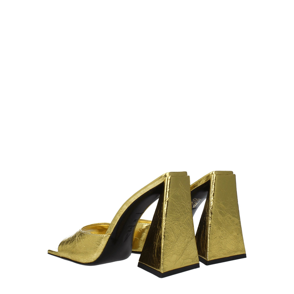 The Attico Goldene Ledersandalen mit Plateauabsatz