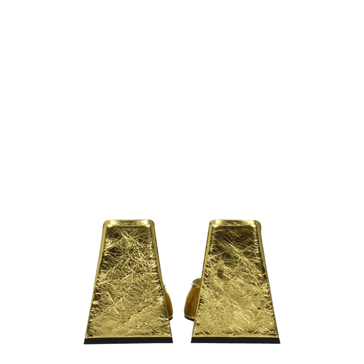 The Attico Goldene Ledersandalen mit Plateauabsatz