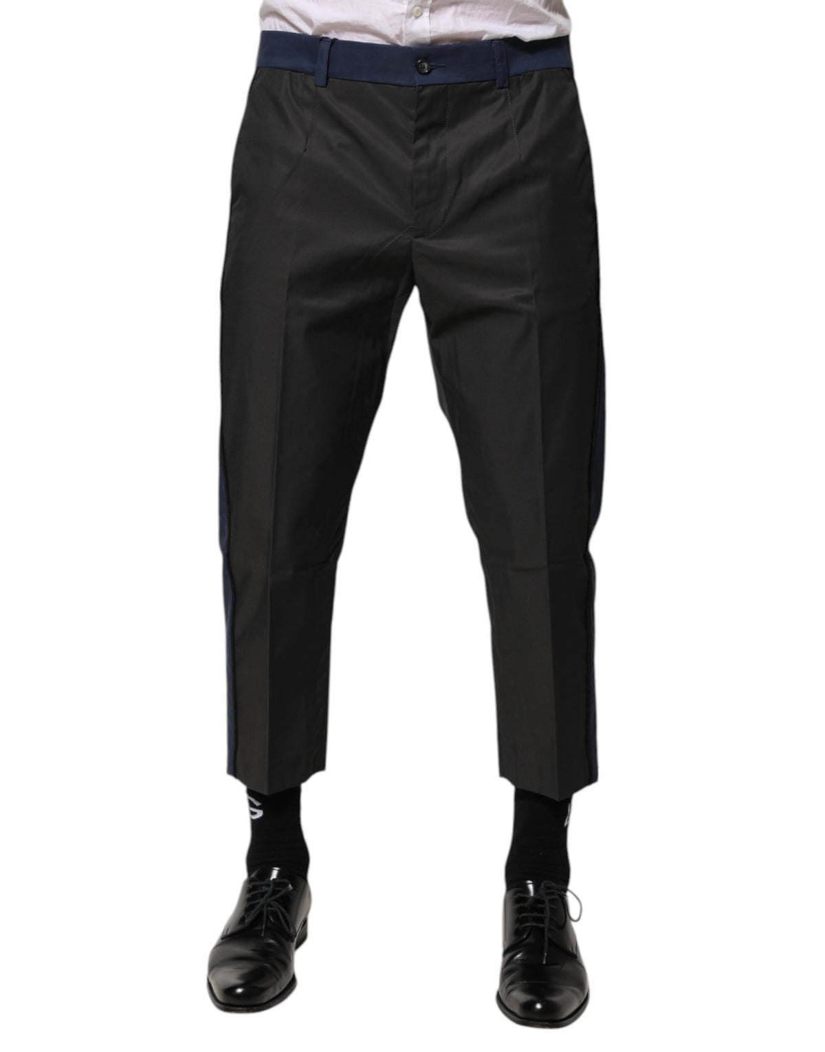 Dolce & Gabbana Grau Blau Baumwolle 3/4 Chinos Crop Hose Hosen Hose