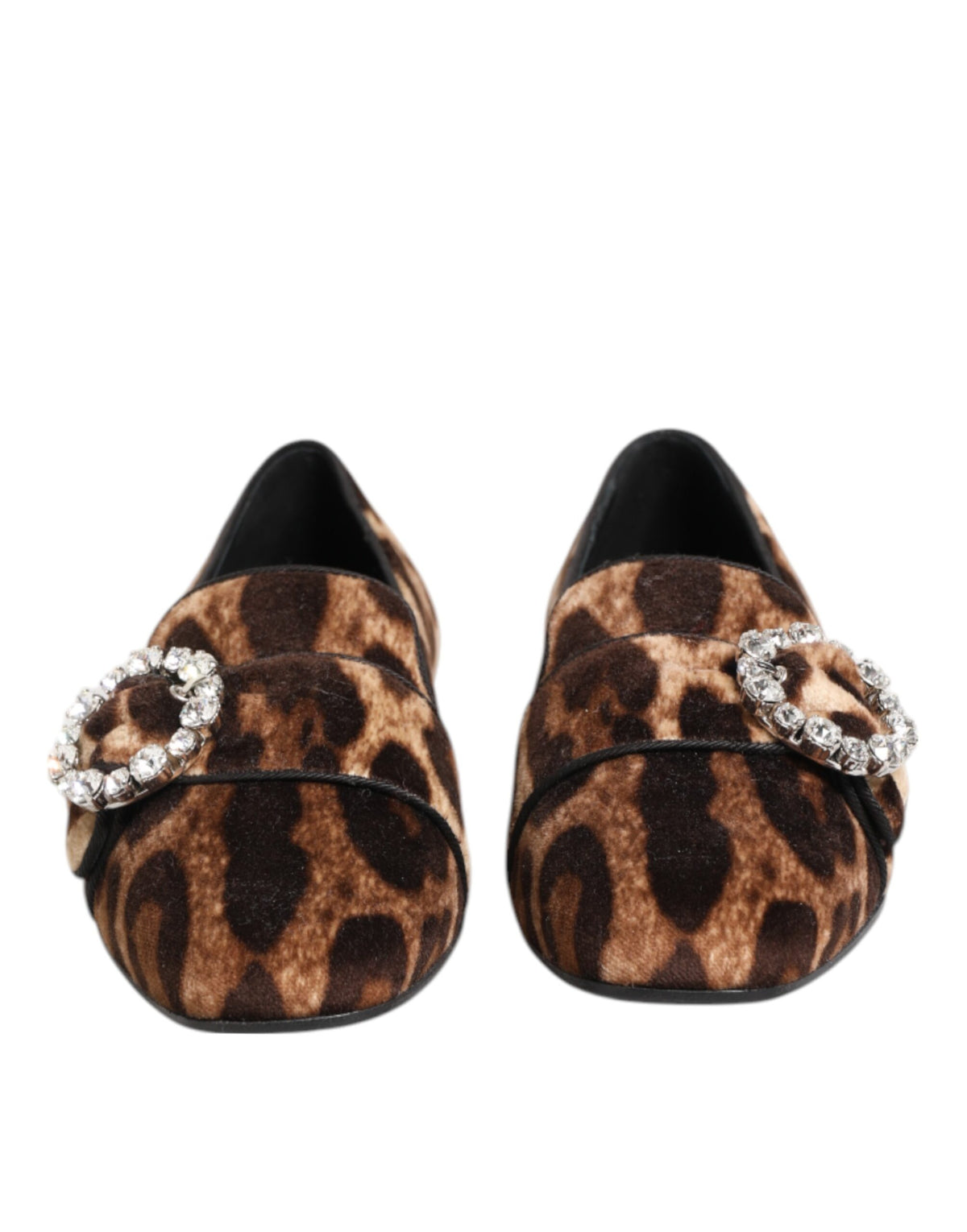 Dolce & Gabbana Braun Leopard Print Kristalle Loafers Flats Schuhe