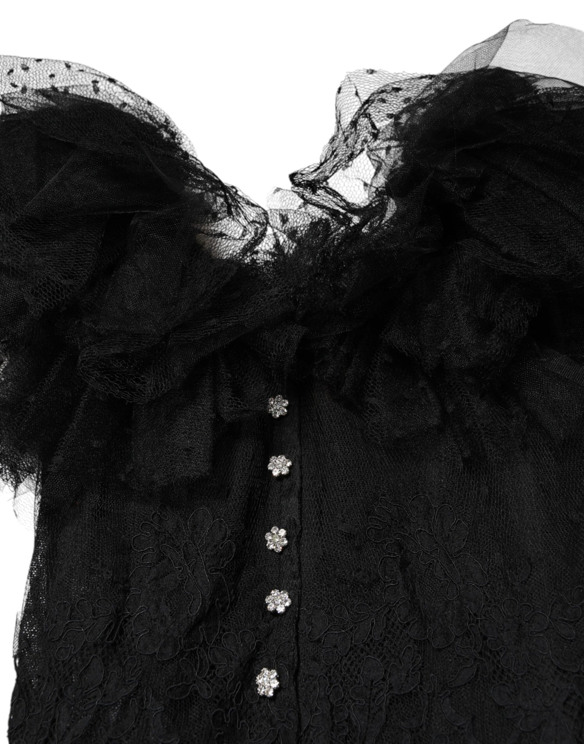 Dolce & Gabbana Schwarzes kristallverziertes Midi Kleid in A-Linie