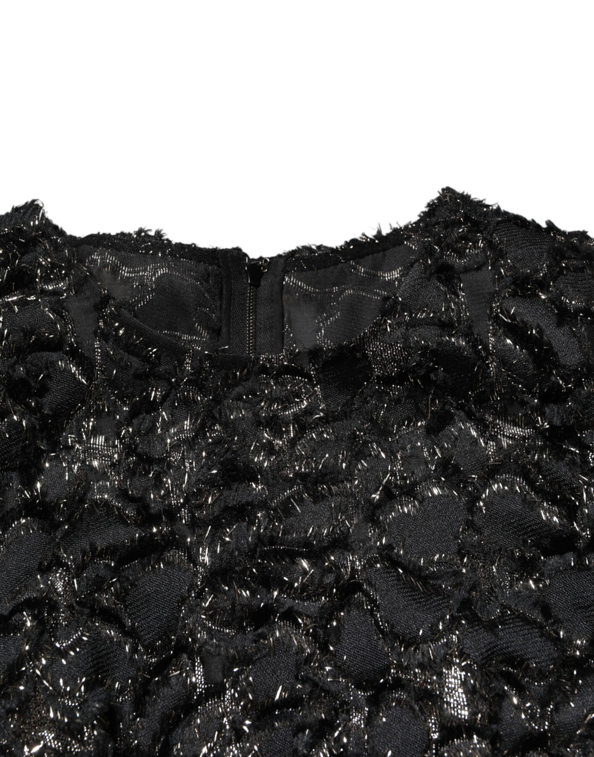 Dolce & Gabbana Schwarzes Pailletten-Bouclé-Tweed-Mantelkleid