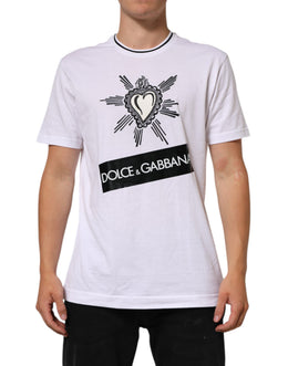 Dolce & Gabbana Weißes Sacred Heart Kurzarm-T-Shirt für Männer