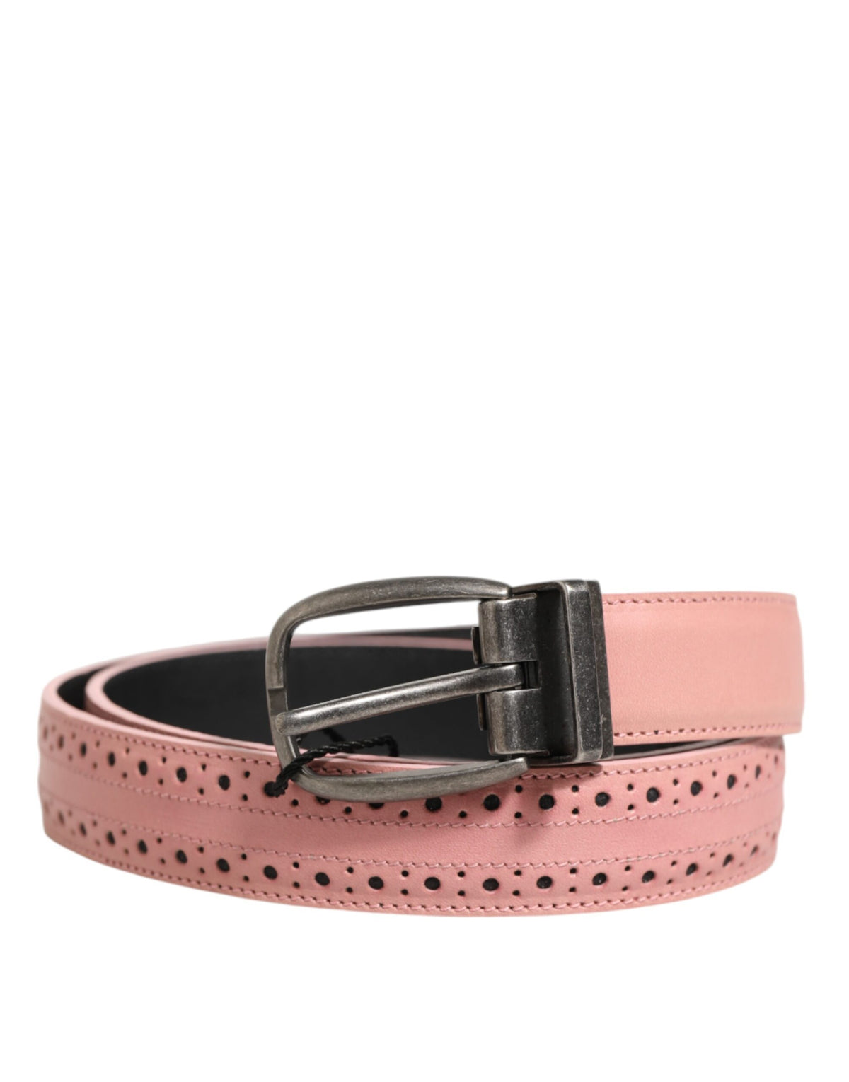 Dolce & Gabbana Rosa Leder Perforierte Details Schnalle Gürtel