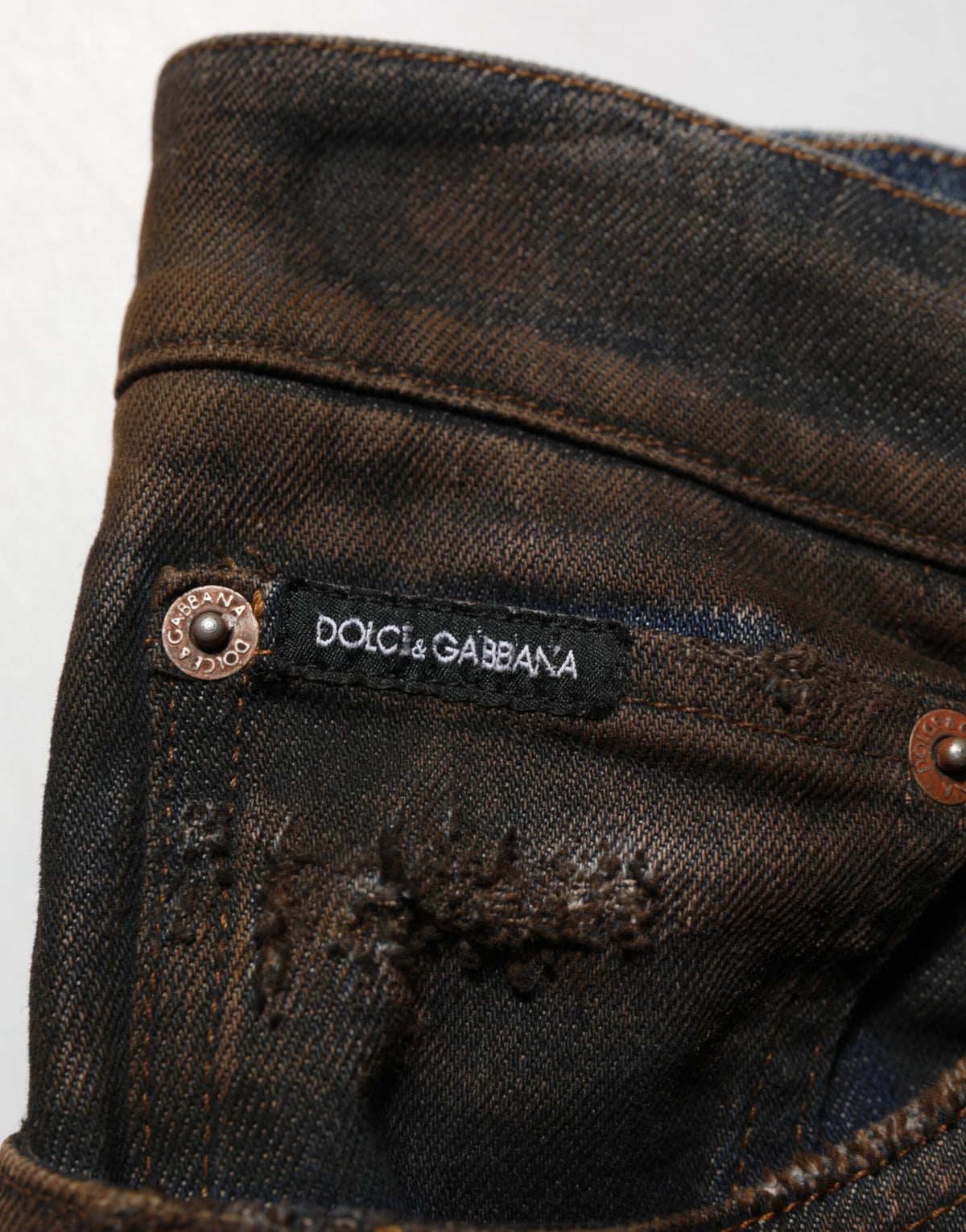 Dolce & Gabbana Schwarze Baumwolle Skinny Tattered Men Denim Jeans