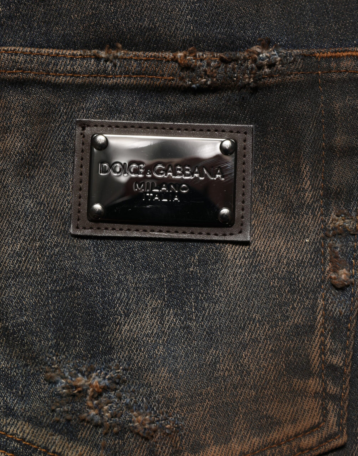 Dolce & Gabbana Schwarze Baumwolle Skinny Tattered Men Denim Jeans