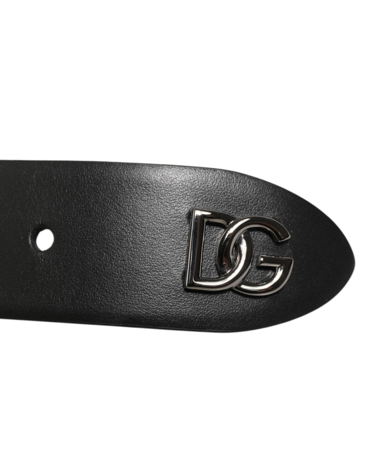 Dolce & Gabbana Schwarzer Kalbsleder Nietengürtel mit Silberschnalle
