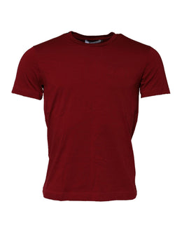 Dolce & Gabbana Kastanienbraunes T-Shirt mit Rundhalsausschnitt und kurzen Ärmeln aus Baumwolle