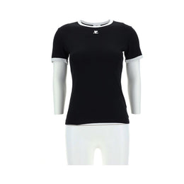 Courrèges Schwarzes Baumwoll-T-Shirt