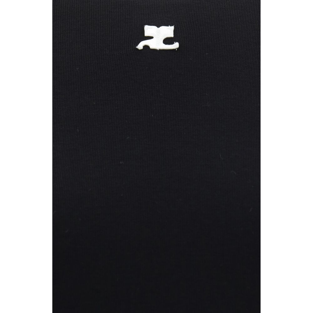 Courrèges Schwarzes Baumwoll-T-Shirt